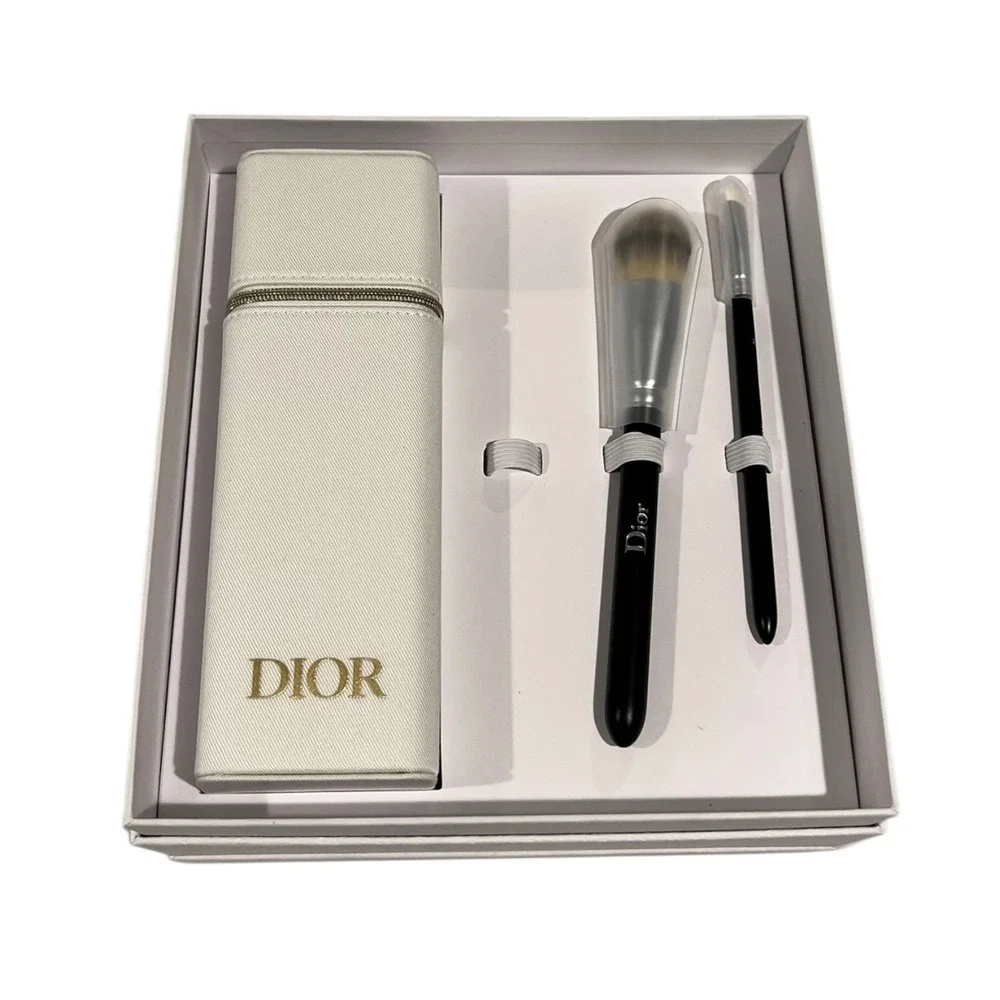Dior Backstage 3pc Makeup Brush Set White Case Limited Edition New in Box